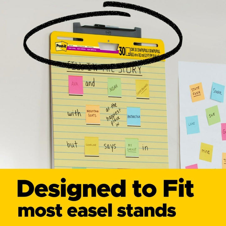 Post-it Super Sticky Staffelei-Block, 63,5 x 76,2 cm Blatt, gelbes Papier mit Linien, 30 Blatt/Block