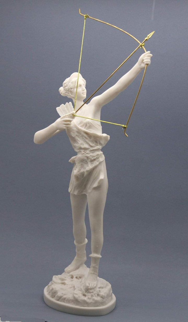 Greekartshop Artemis Diana Statue mit Schleife griechische römische Göttin Statue Skulptur aus Marmo
