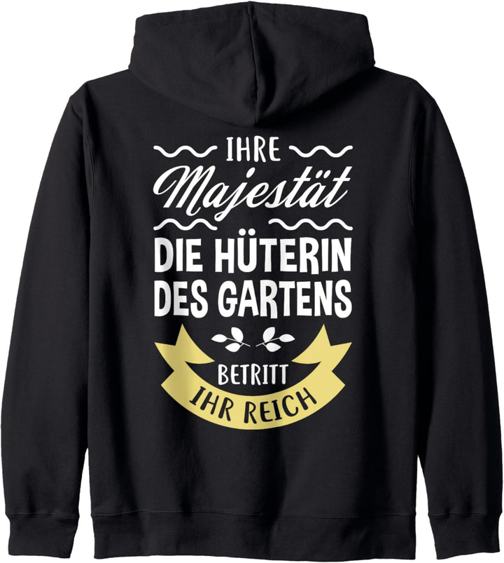 Ihre Majestät die Hüterin des Gartens betritt ihr Reich Kapuzenjacke