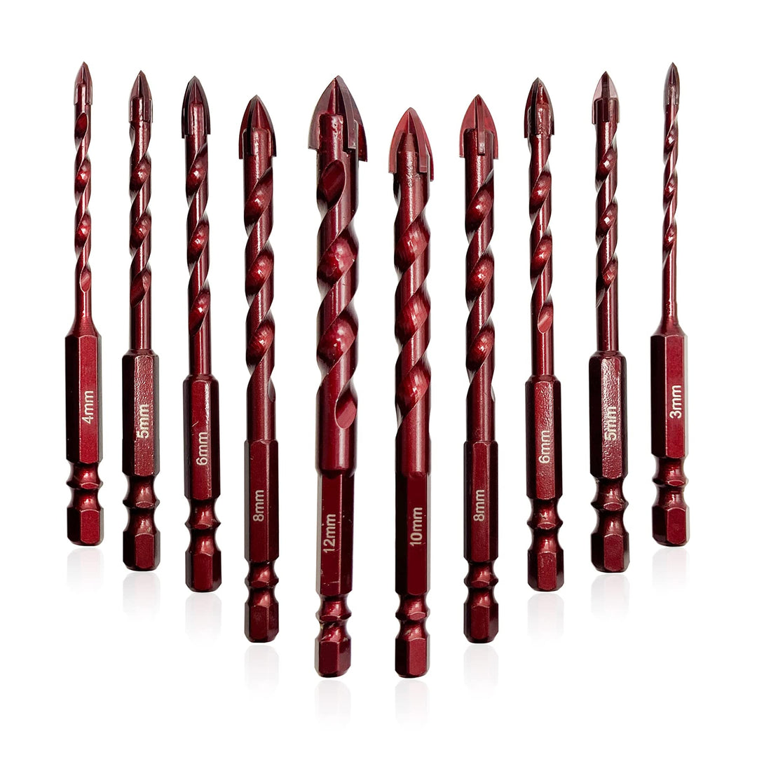 GVHAKG Fliesenbohrer Set 10 tlg, Glasbohrer Set mit Kobalt, Glasbohrer Keramikbohrer Mit Für Metall