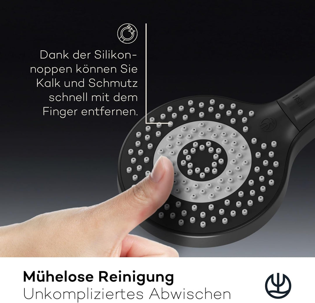 KLUDI-X3 Universal Duschkopf wassersparend als Option, Duschbrause mit 3 Strahlarten (Body, Hair, Sk