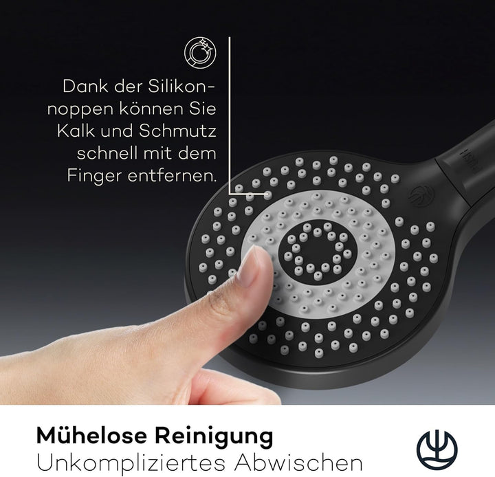 KLUDI-X3 Universal Duschkopf wassersparend als Option, Duschbrause mit 3 Strahlarten (Body, Hair, Sk