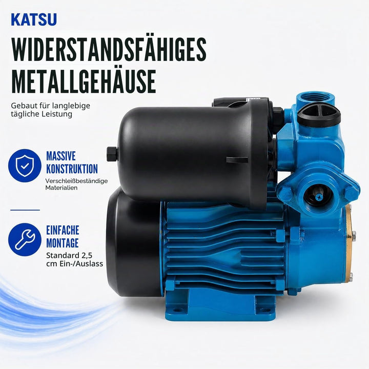 KATSU Wasserpumpe Hauswasserwerk Gartenpumpe 150W, Abschaltautomat mit einstellbarer Druckregelung,