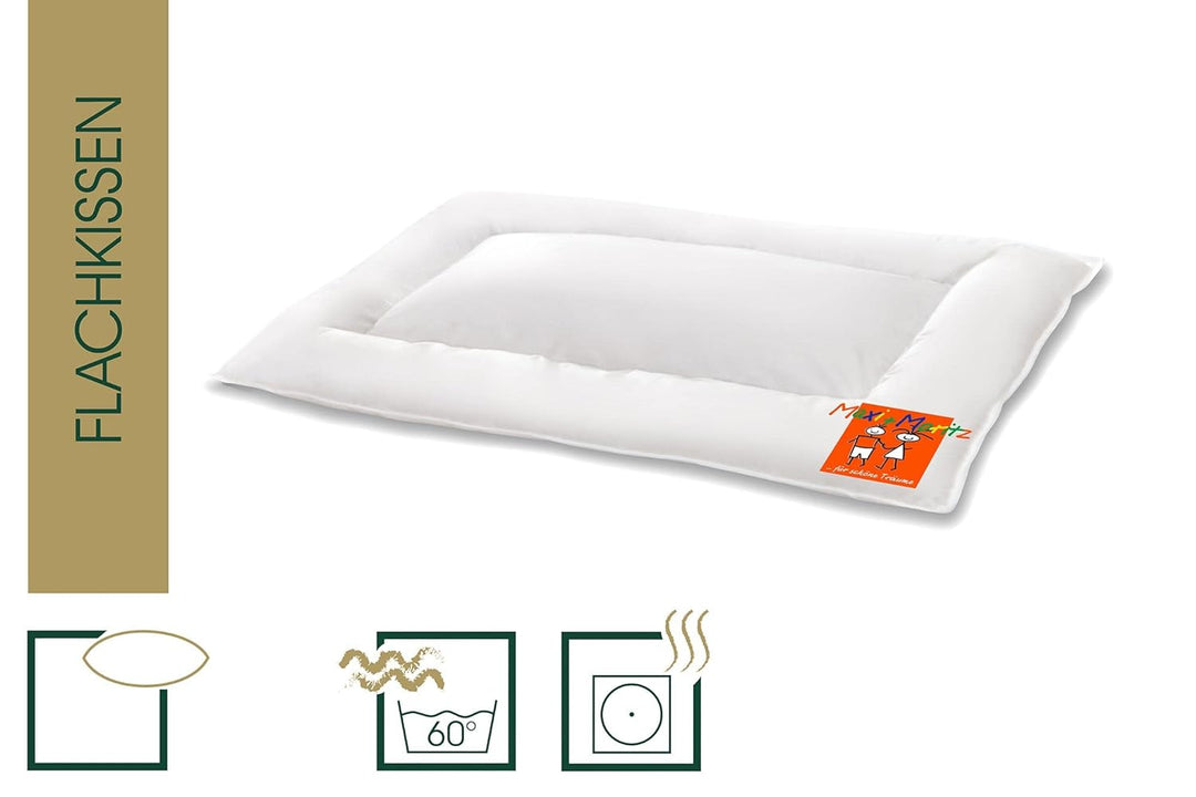 HANSKRUCHEN® Maxi und Moritz Baby Kopfkissen 40x60 cm - Made in Germany Flachkissen aus 100% Baumwol