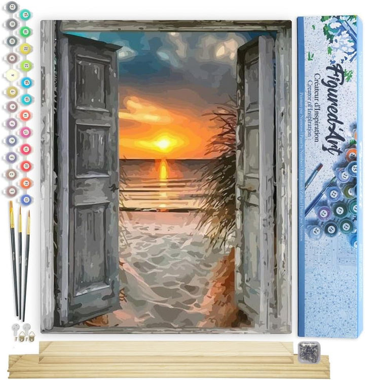 Figured'Art Malen Nach Zahlen Erwachsene Mit Rahmen Tor zum Meer - Paint by Numbers Basteln DIY Bast
