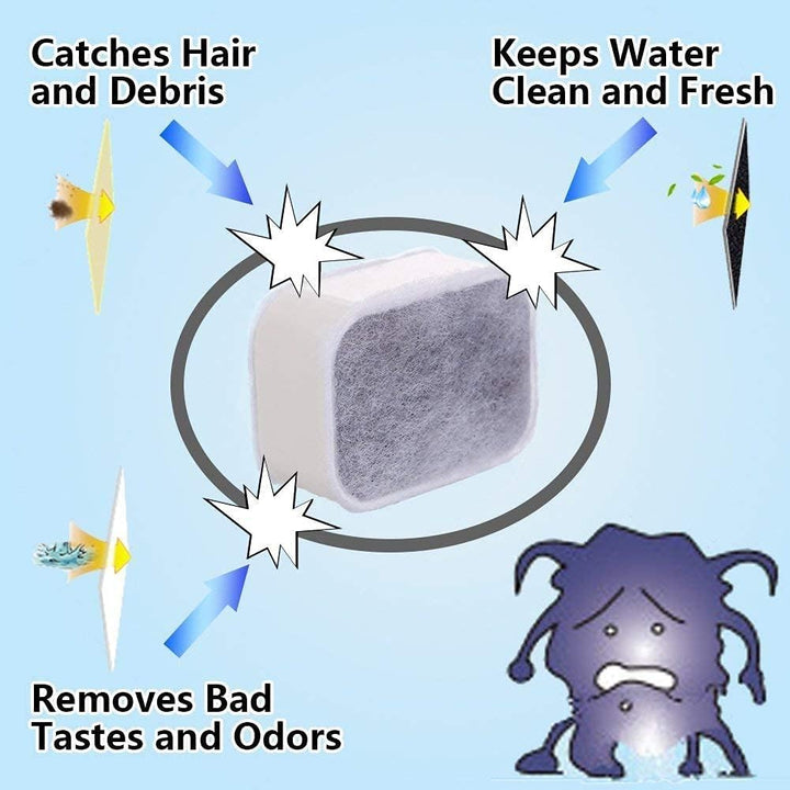 Yosoo 4 Aktivkohlefilter und 1 Schaumfilter für Wasserspender für Haustiere, BPA frei