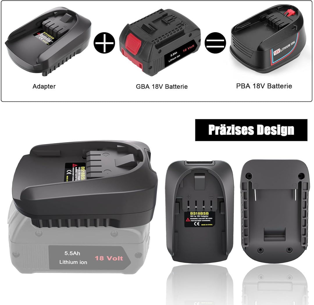 für Bosch 18V Batterie-Adapter, für Bosch Professional Stystem Akku GBA 18V BAT609 BAT6100 BAT618 ar