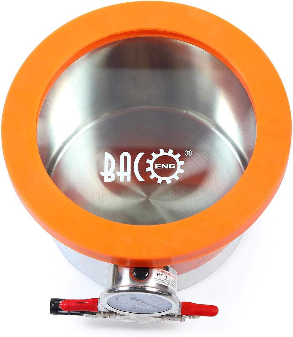 BACOENG 6.8 Liter Edelstahl Vakuumkammer mit Deckel aus gehärtetem Glas 6.8L, 6.8L