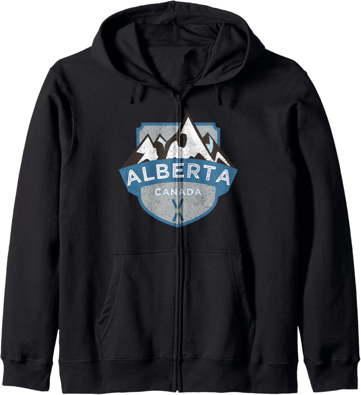 Vintage Alberta, Canada Illustration / Retro Logo Ski Kapuzenjacke