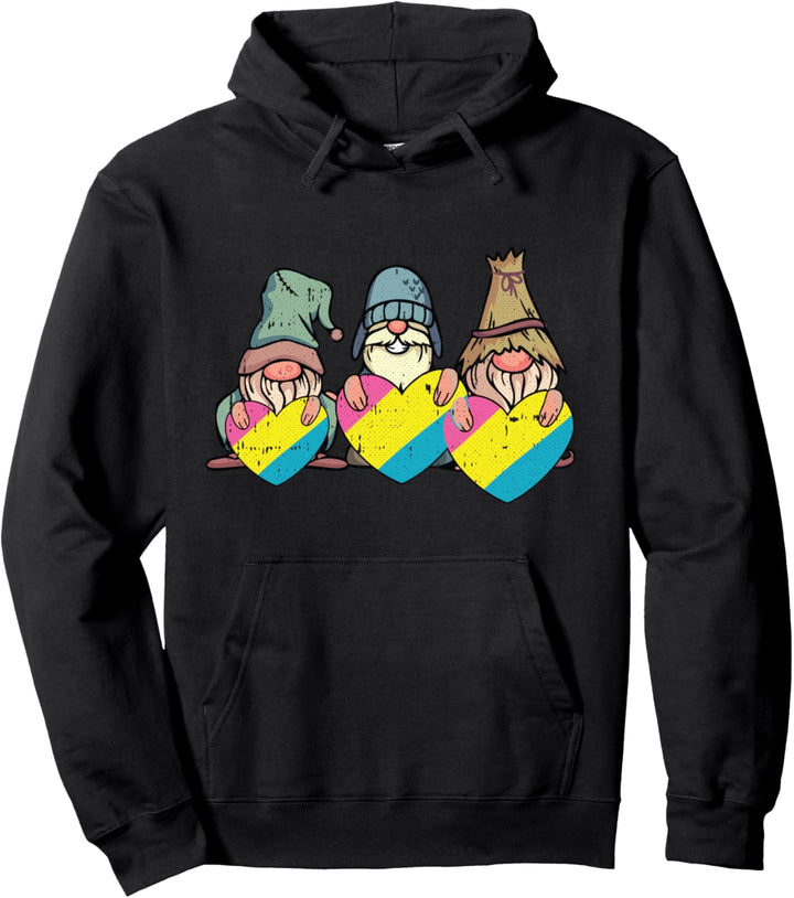 Gnomes Pansexual Pride Flag Heart Garden-ing LGBT-Q Ally Pullover Hoodie
