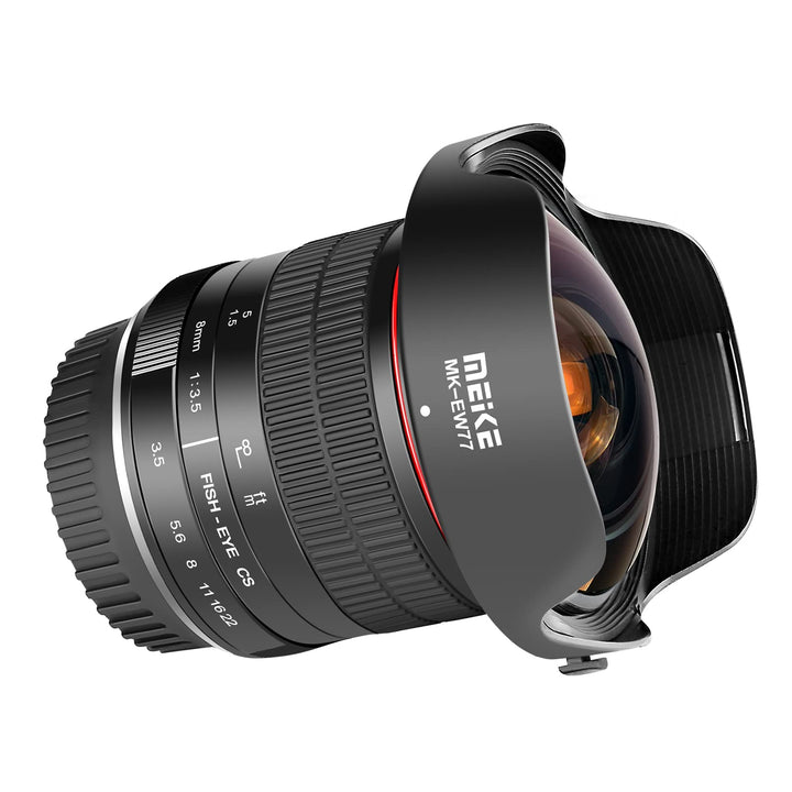 Meike 8mm f3.5 Ultra Weitwinkel Fisheye Objektiv für Canon EOS EF Mount DSLR Kameras EOS 70D 77D 80D