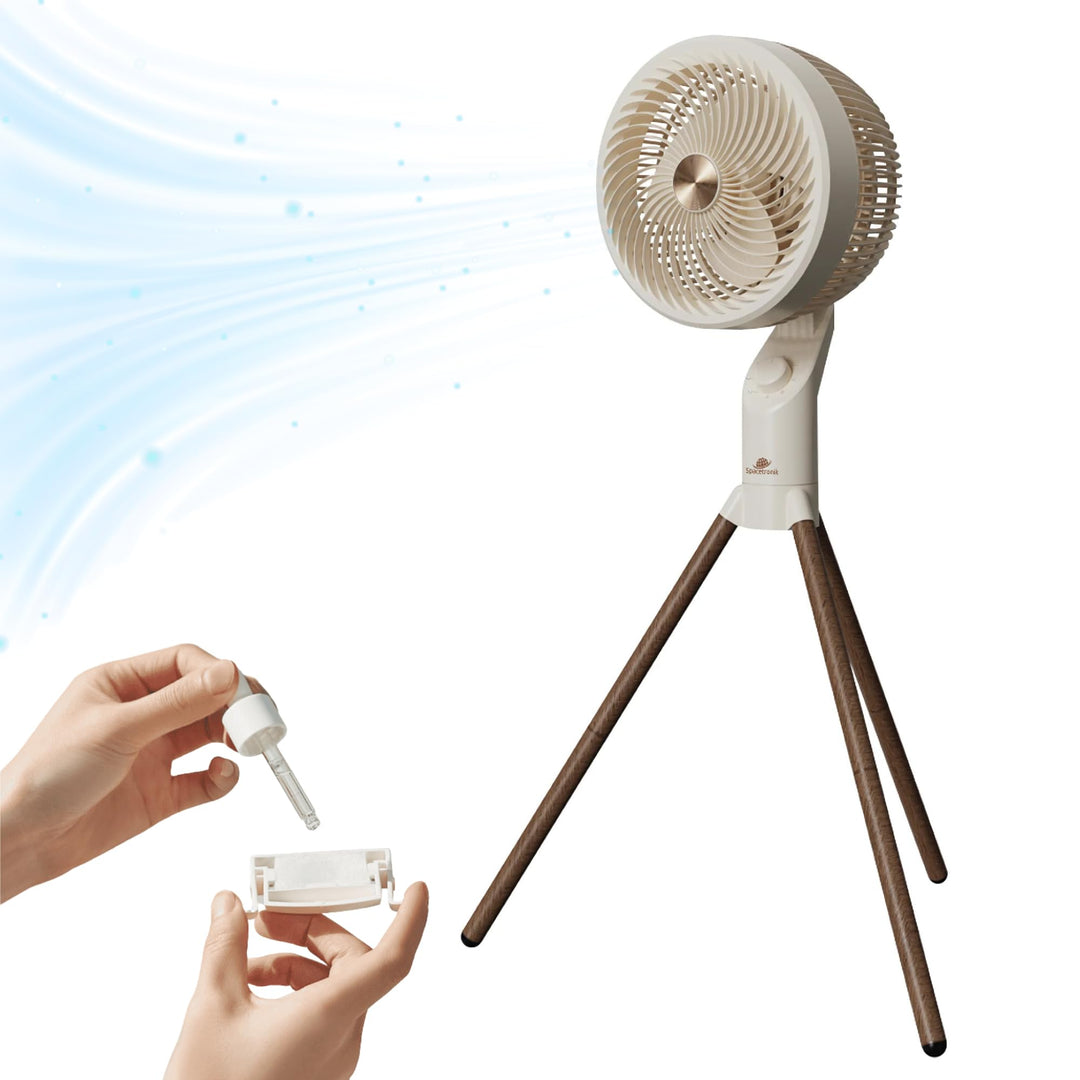 Spacetronik AirPuff 3 Leiser Standventilator mit Aromatherapie, 3 Geschwindigkeiten, Oszillation in