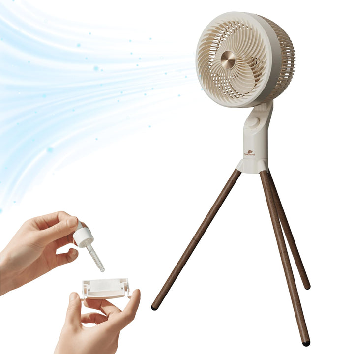Spacetronik AirPuff 3 Leiser Standventilator mit Aromatherapie, 3 Geschwindigkeiten, Oszillation in