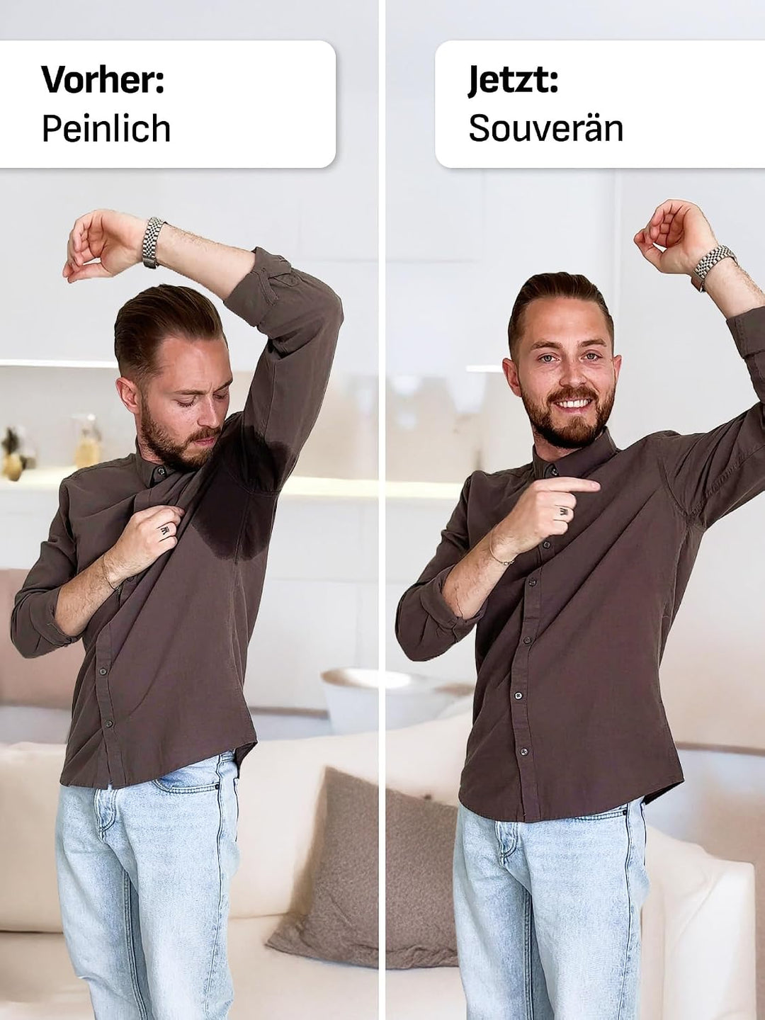 FINN Anti-Schweiss Shirt Herren mit Rundhals und integrierten Achselpads gegen Starkes Schwitzen - A
