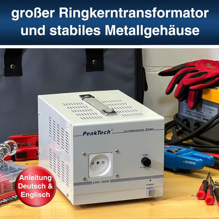 Peak Tech P 2240 – Trenntransformator, Messgerät, Ringkern Trenntrafo, Galvanische Trennung, Schutzk