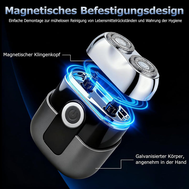 Mini Elektrorasierer für Herren - Reiserasierer IPX6 wasserdicht mit LED-Display, USB-C Schnellladun