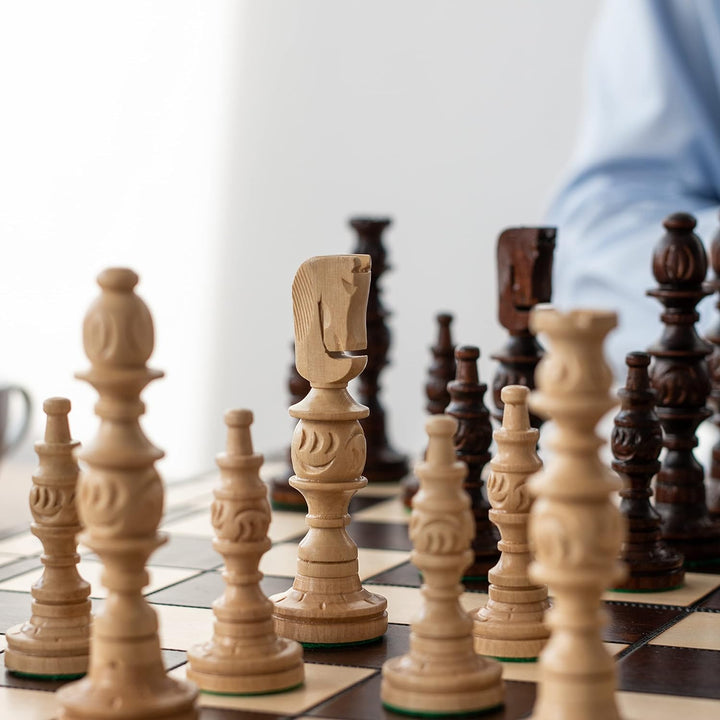 Master of Chess Galant Schachspiel aus Holz, handgeschnitzt, 58 x 58 cm, handgefertigt, extra grosse
