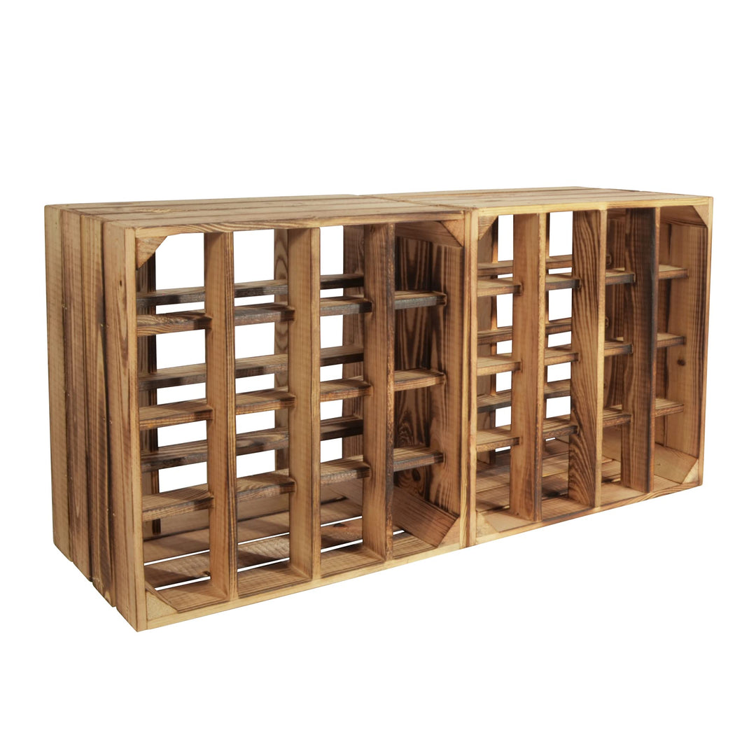 CHICCIE 2 Set Weinregal Wino aus Holz - Geflammt + Regal Holzkiste 2 + Geflammt Regal