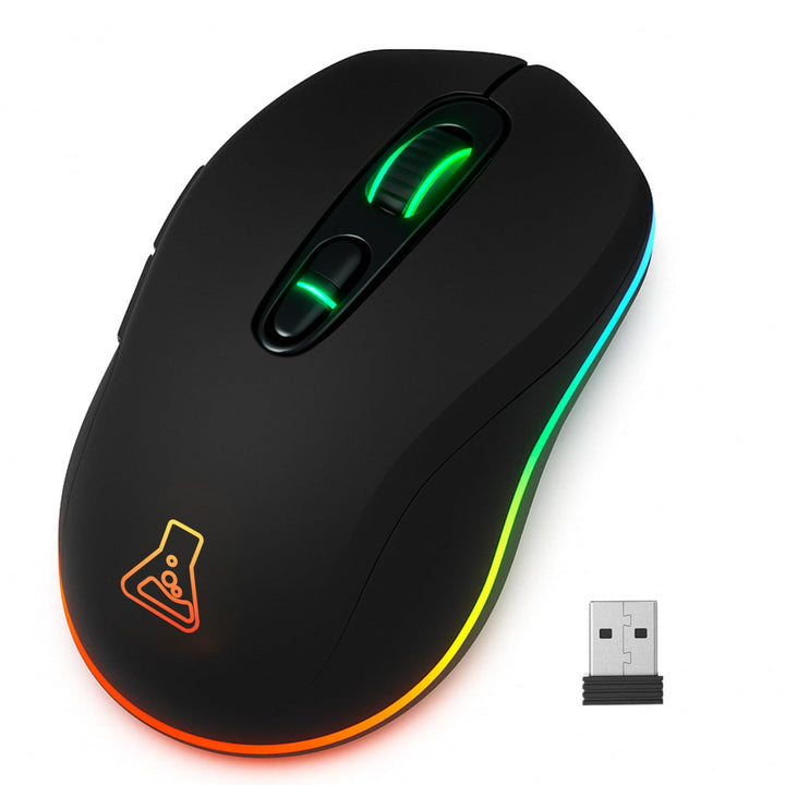 The G-LAB - Kult Krypton - Kabellose Gaming-Maus, 6400 DPI - Wireless Maus Bluetooth & 2.4 GHz, RGB,