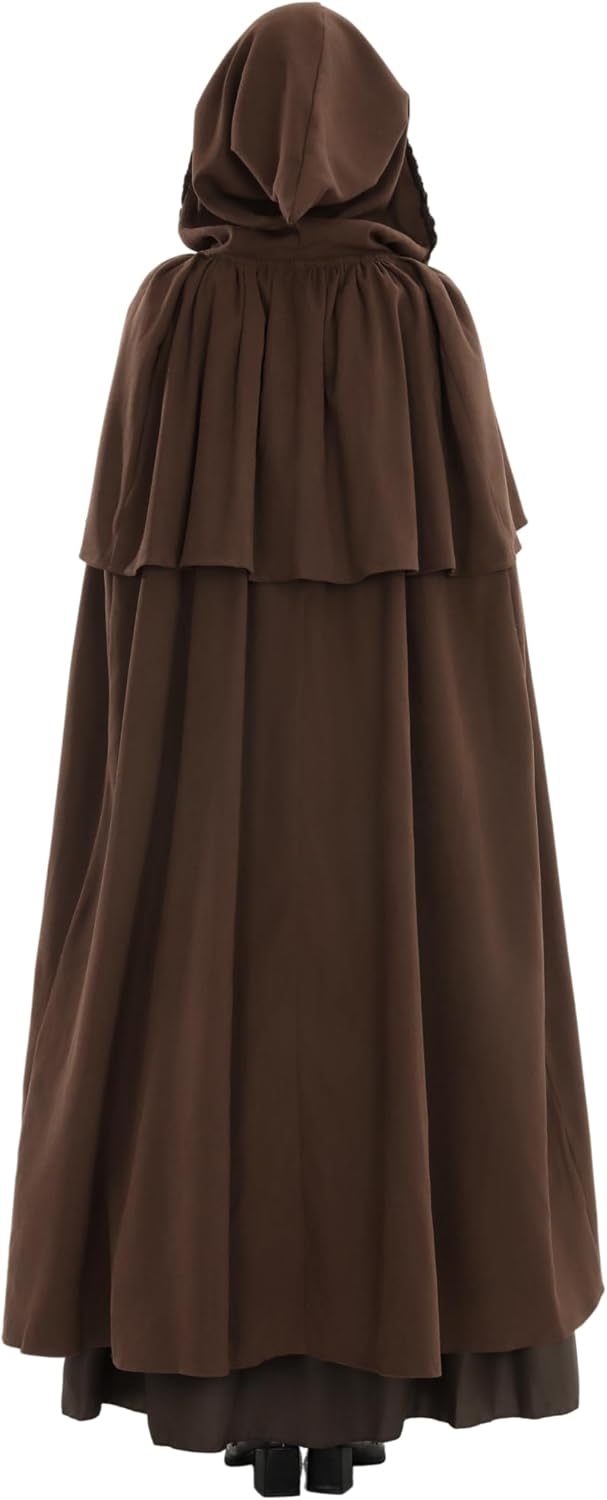 Mittelalter Umhang Damen mit Kapuze – Halloween Cape Vampir Kostüm Hexe Frauen Umhang Schwarz Vampir