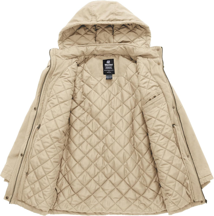 Wantdo Damen Klassische Baumwoll Jacke Warmer Fleece Mantel Winter Outdoor Parka Jacke Mittellanger