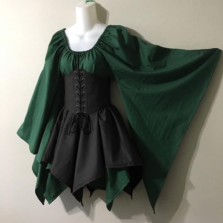 Traditionelles irisches Kleid für Damen, Renaissance, Mittelalter, Kostüm, ausgestellte Ärmel, Korse