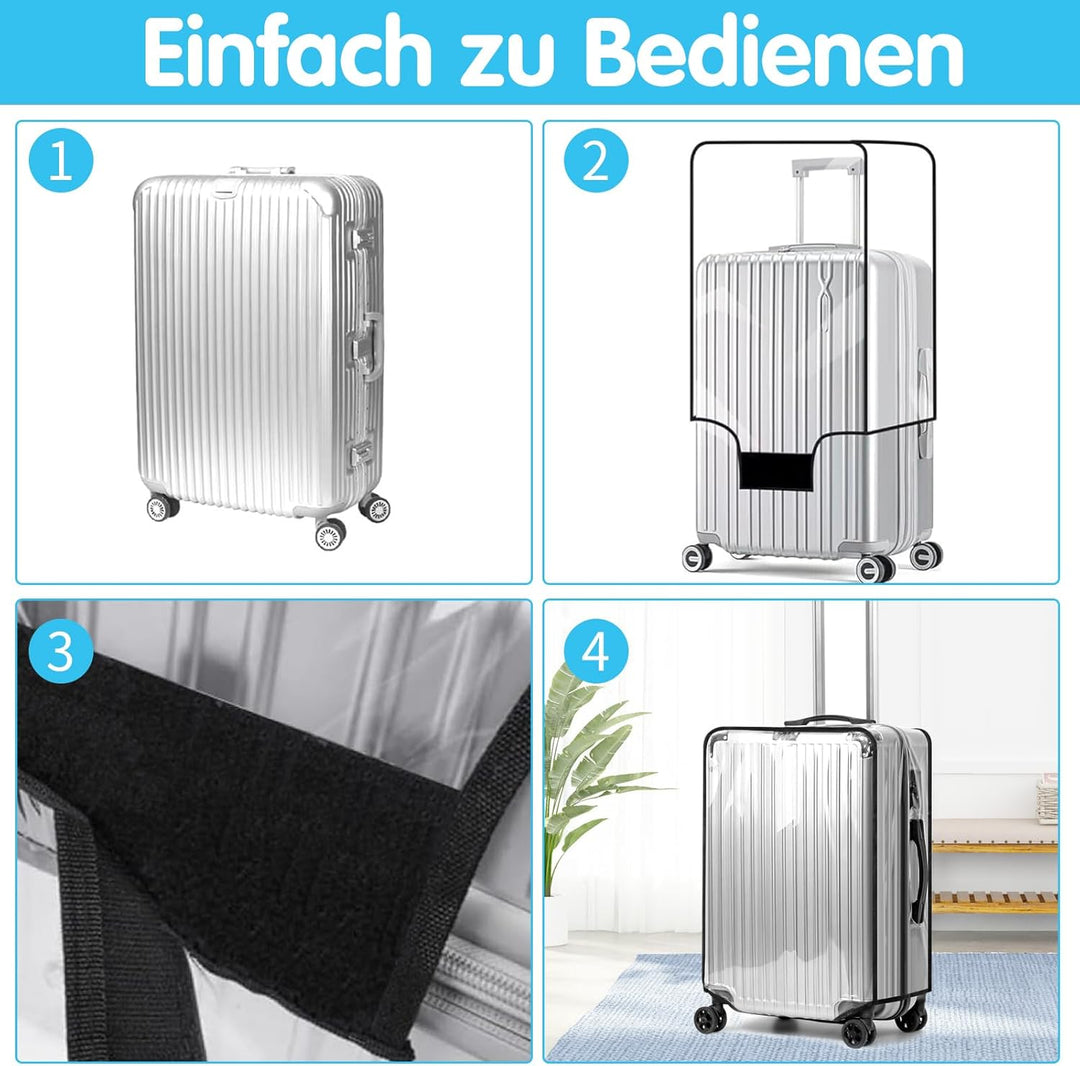 KEAGAN 3 Stück Kofferhülle Kofferschutzhülle Transparente PVC Koffer Schutzhülle Wasserdicht Staubdi