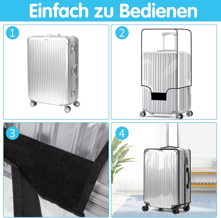 KEAGAN 3 Stück Kofferhülle Kofferschutzhülle Transparente PVC Koffer Schutzhülle Wasserdicht Staubdi