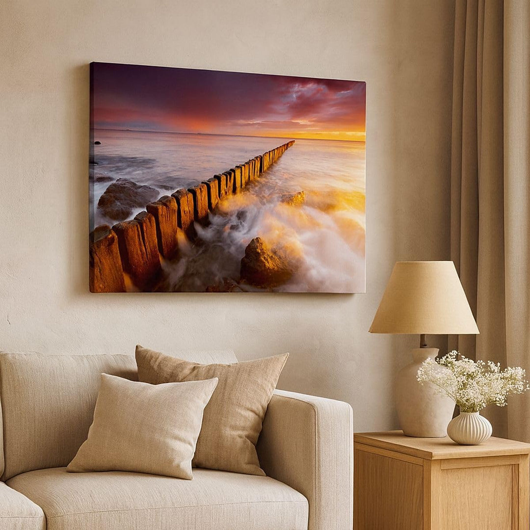 Bilder auf Leinwand Boot Landschaft Meer Ostsee Leinwandbild 70x50cm Wandbilder Dekoration Wohnzimme