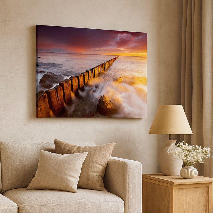 Bilder auf Leinwand Boot Landschaft Meer Ostsee Leinwandbild 70x50cm Wandbilder Dekoration Wohnzimme