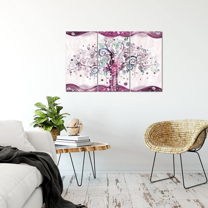 Runa Art Wandbilder Gustav Klimt Baum des Lebens Bild XXL Wohnzimmer Rosa Abstrakt 120 x 80 cm 3 Tei