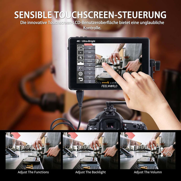 Feelworld LUT7 7 Zoll 2200nit Ultra Bright 3D Lut Touch Screen DSLR Kamera Field Monitor 1920x1200 I