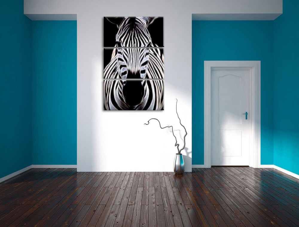 Dark Zebra Porträt Spezial 3-Teiler Leinwandbild 120x80 Bild auf Leinwand, XXL riesige Bilder fertig