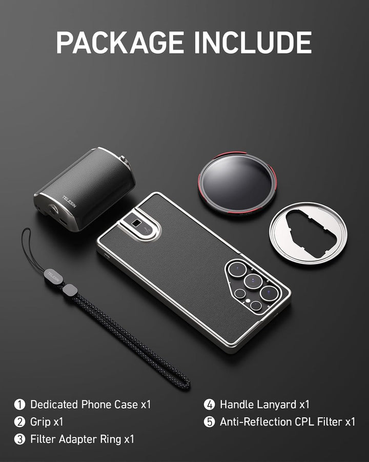 TELESIN Fun Shot Mastergrip Smartphone Kameragriff Fotografie Set (Griff + Smartphone Hülle + 67mm C