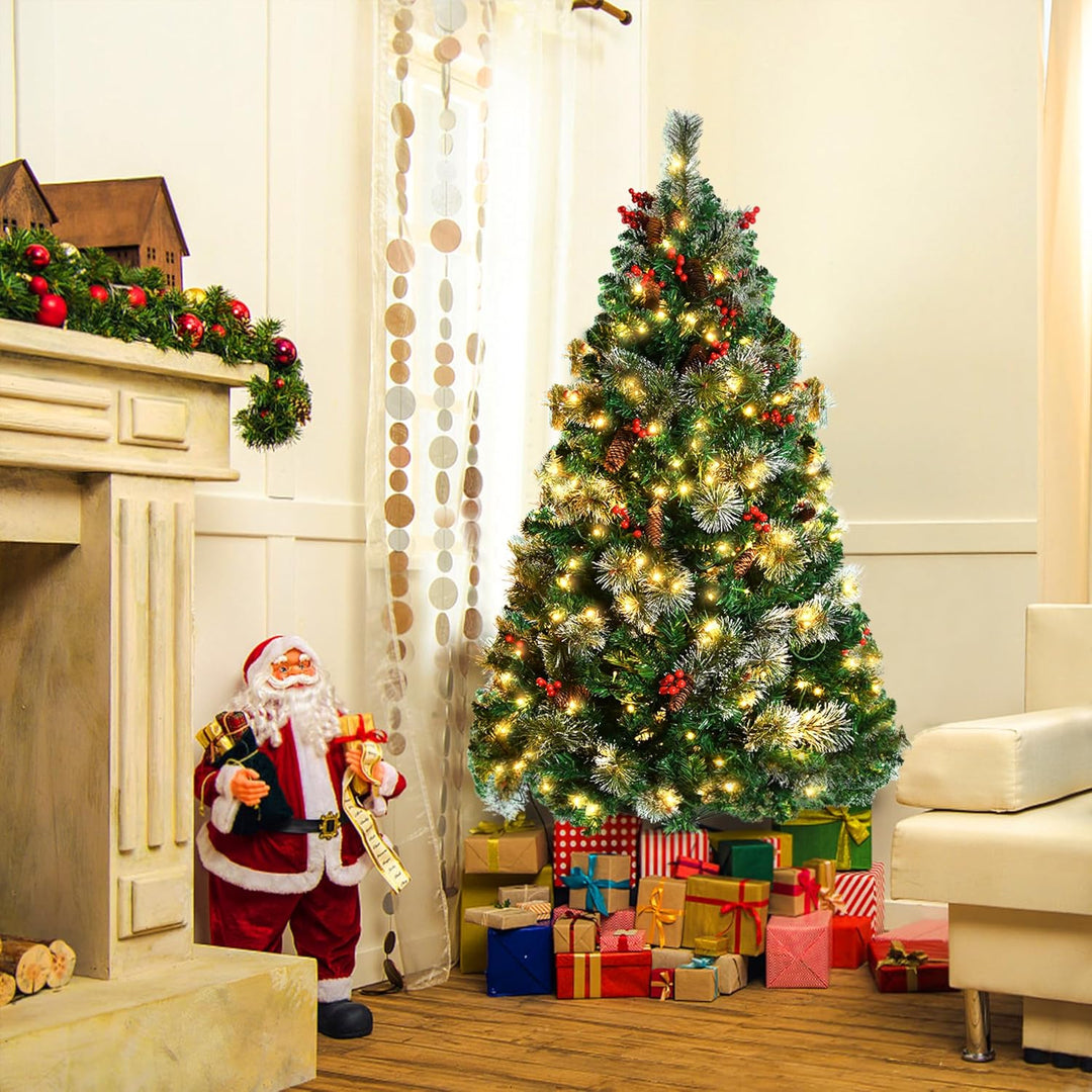 FIVMEN Weihnachtsbaum Künstlich mit Beleuchtung 150 cm PVC Tannenbaum Christbaum Künstlicher mit 260