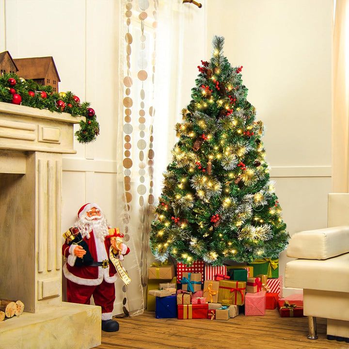 FIVMEN Weihnachtsbaum Künstlich mit Beleuchtung 150 cm PVC Tannenbaum Christbaum Künstlicher mit 260