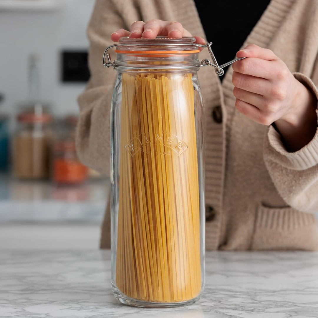 Kilner Einmachglas mit Bügelverschluss 2,1 L rund, Robustes luftdichtes Vorratsglas mit Edelstahlbüg