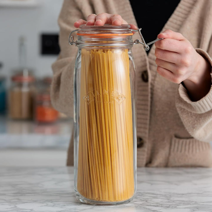 Kilner Einmachglas mit Bügelverschluss 2,1 L rund, Robustes luftdichtes Vorratsglas mit Edelstahlbüg