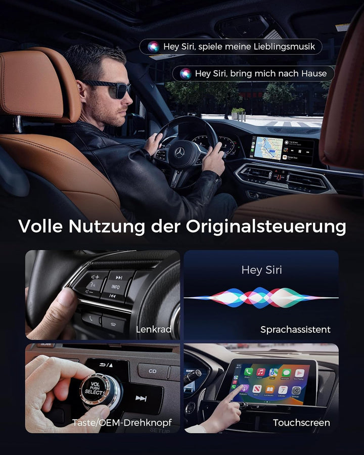 CarPlay und Android Auto Wireless Adapter 2 In 1, V5.4 Bluetooth Stabile Verbindung, Dualband WiFi 6