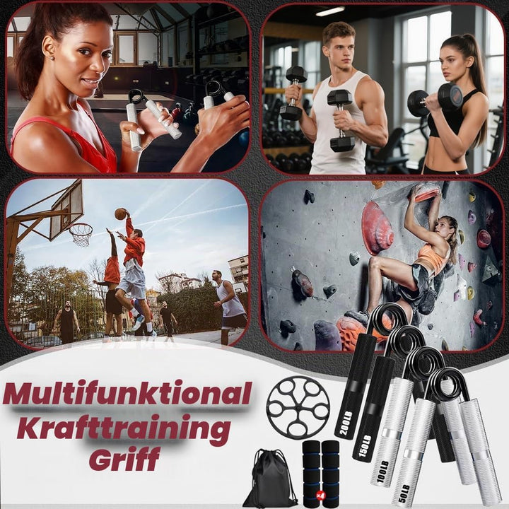 Handtrainer Unterarmtrainer, 4er (50-200LB) Metall Griffkraft Trainer Set mit Fingerstrecker, Handtr