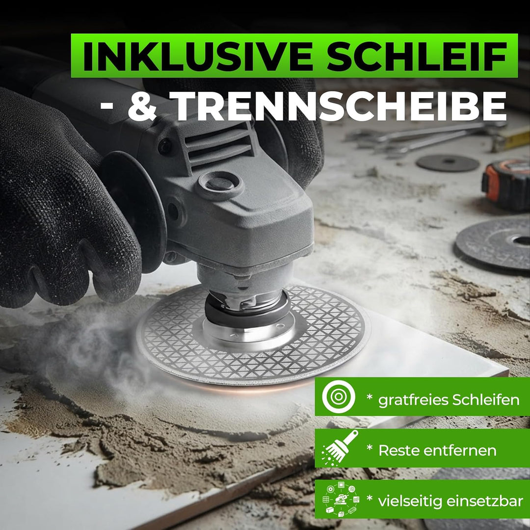 Diamantbohrer Set 11tlg Fliesenbohrer 6-68mm Trockenbohren | Schleifscheibe, Positionierhilfe, für F