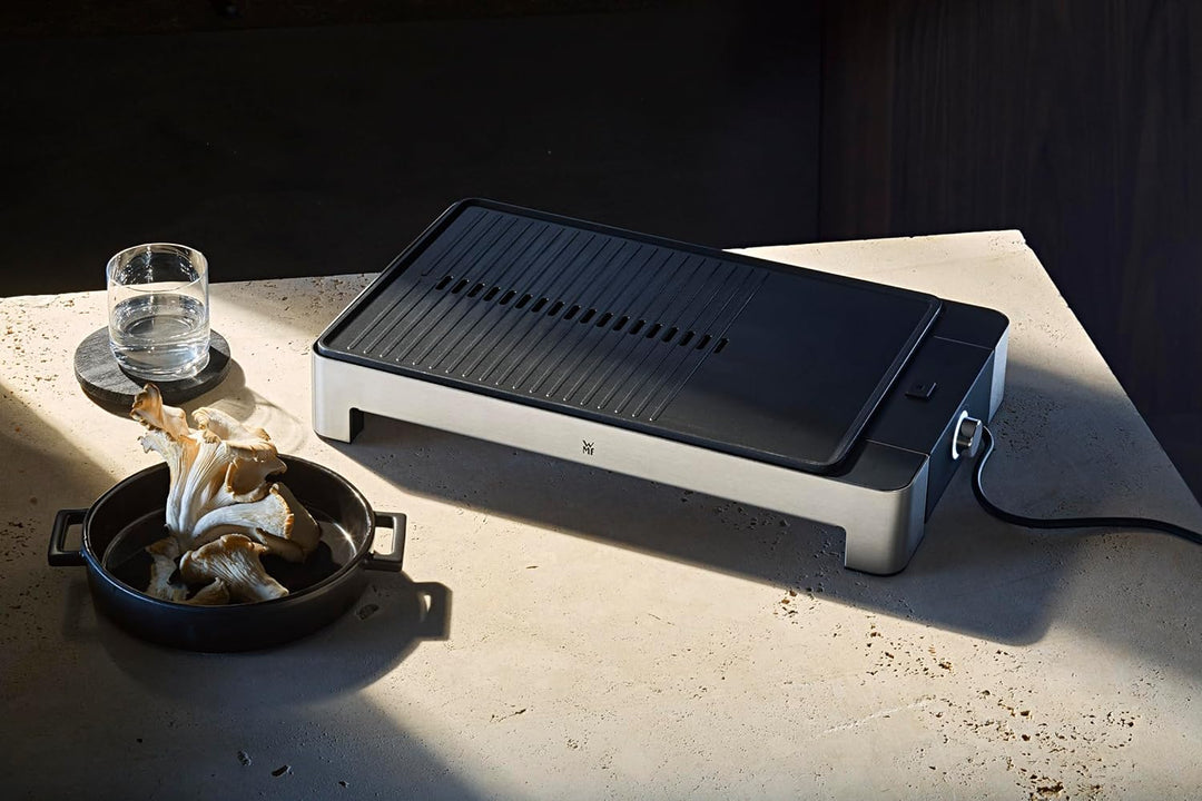 WMF Lono Tischgrill flach & gerippt, Elekrogrill mit variabler Temperatureinstellung, 2300 W, edelst