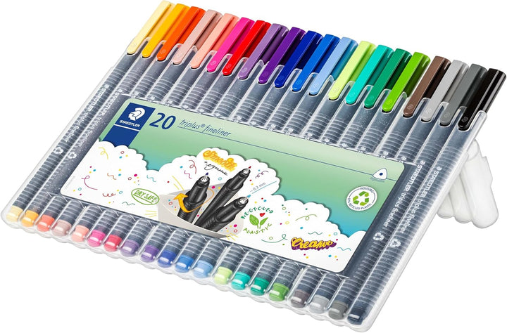 STAEDTLER triplus 334 SB20 Fineliner, dreikant, Set mit 20 brillanten Farben, sortiert S-Box sortier
