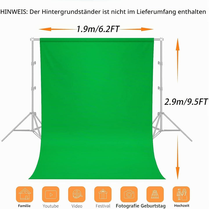 Fotografie-Hintergrund 2 * 3 M, Foto Hintergrund aus 100% Polyester mit 4 grosse Studio Klemmen &amp; 4