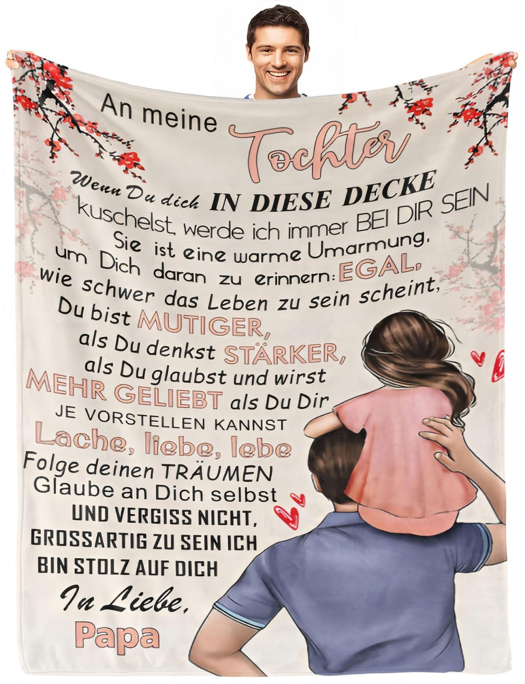 Personalisierte Kuscheldecke an Meine Tochter Von Papa, Super Weiche Decke, Decke von Vater an die T