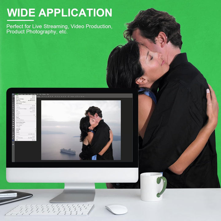 Greenscreen, 3x3m/9.8ftx9.8ft Green Screen mit 4 Leimzwinge für Fotografie, Orthland Fotohintergrund