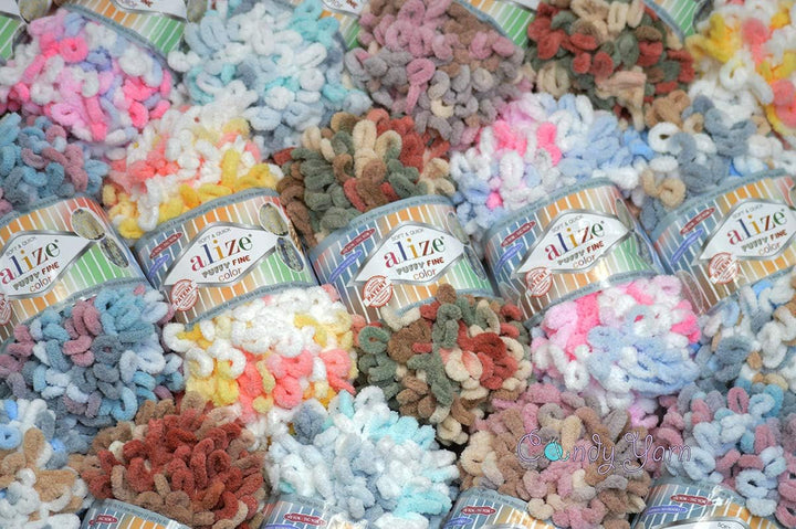 Alize Puffy 5939 Babydecke, feine Farbe, kleine Schlaufe, 100 % Mikropolyester, weiches Garn, 4 Stüc