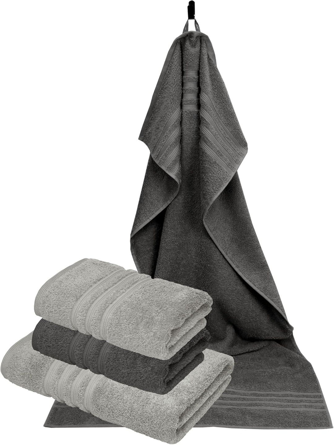 Lashuma Handtuch Set Grau - Anthrazit, London Frottee Duschtücher 70x140 cm und Handtücher 50x100 cm