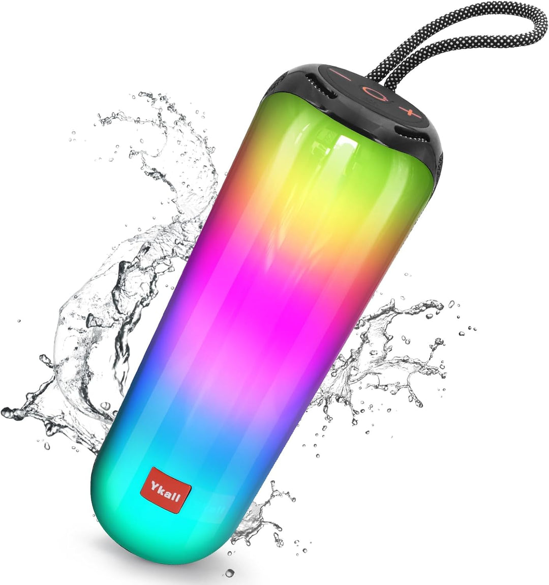 Bluetooth Lautsprecher mit Licht, Tragbarer 20W Musikbox mit 360° HD Stereo Sound, 24 Std. Spielzeit