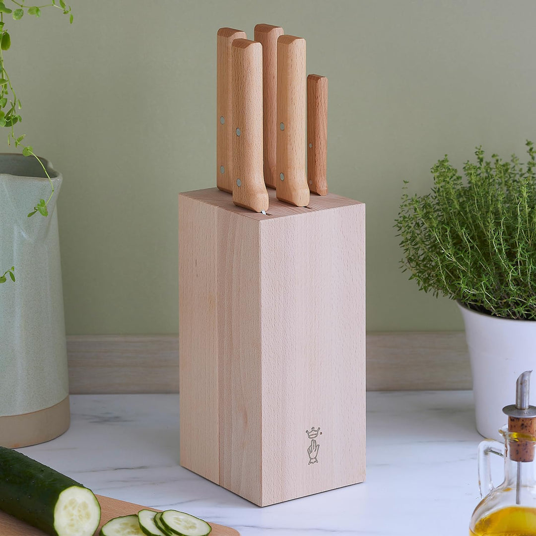 Opinel Messerblock PARALLELE MEAT mit 5 Messern, Braun, BENTURE254580